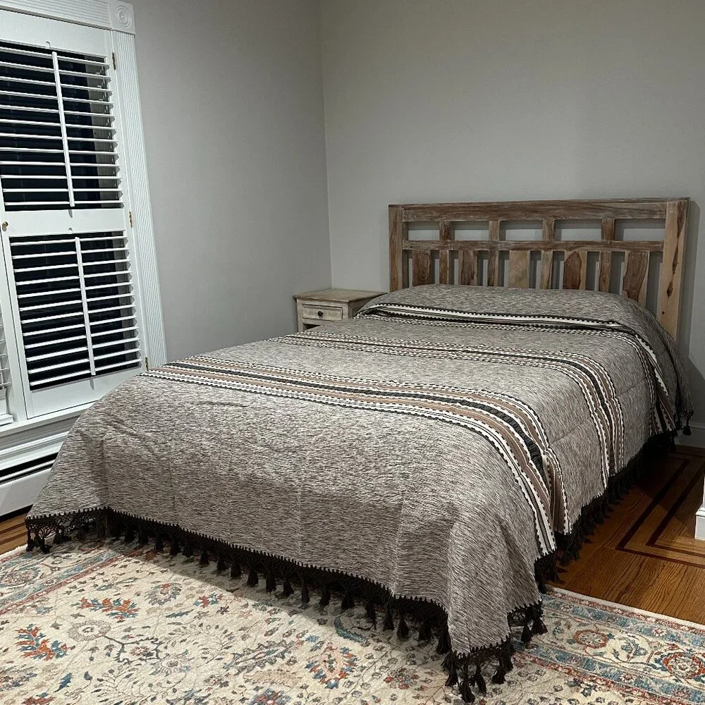 Queen Size Cotton Bedspread/Quilt. From Oaxaca Mex. Hand loom, Bed covers,